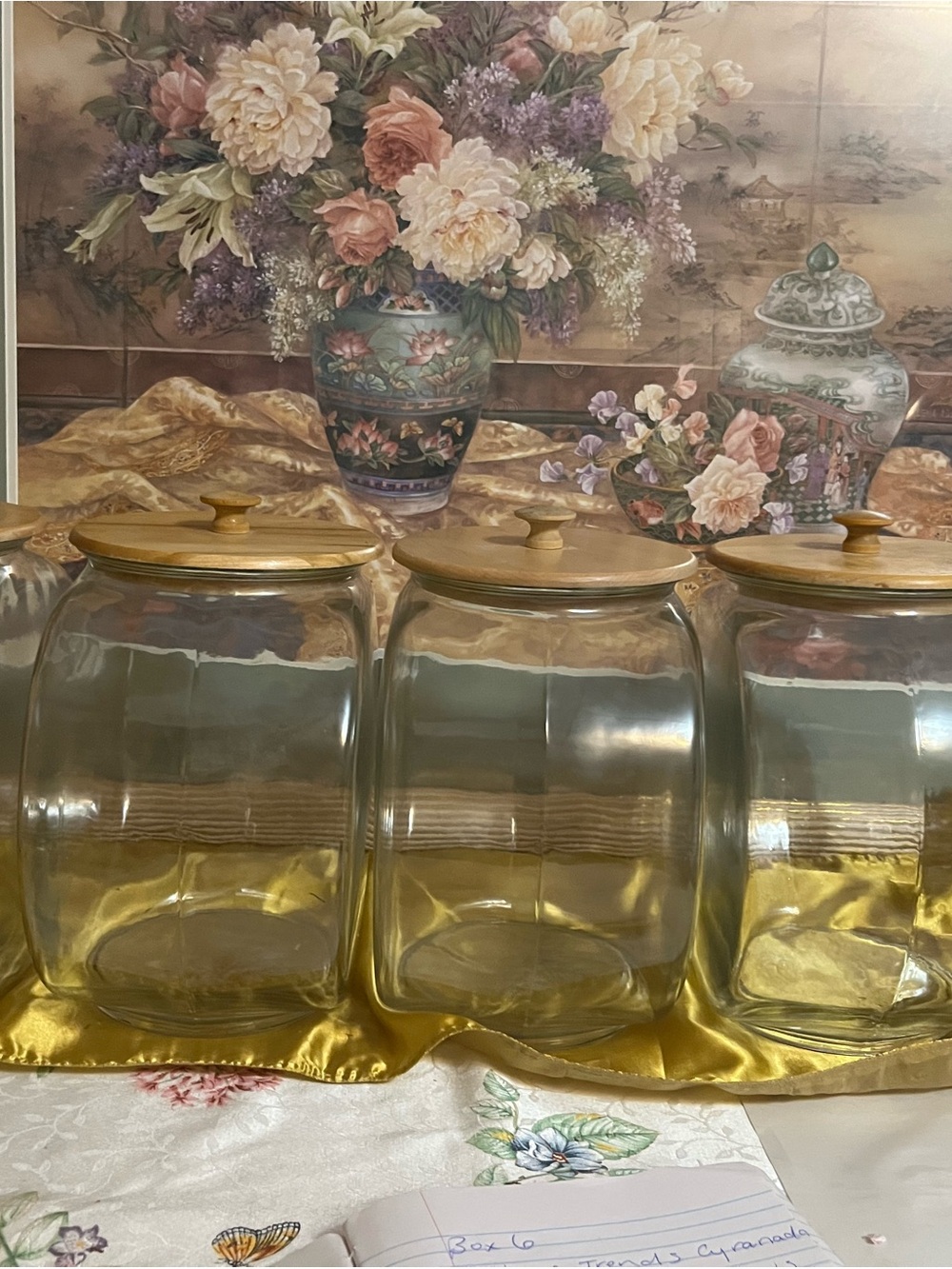 Clear Glass Canister with Wood Lid - Natural Wood Color